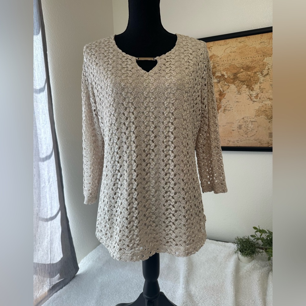JM Collection tan colored blouse PXL